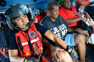 Coast Guard helicopter rescue Beaumont, TX Hurricane Harvey